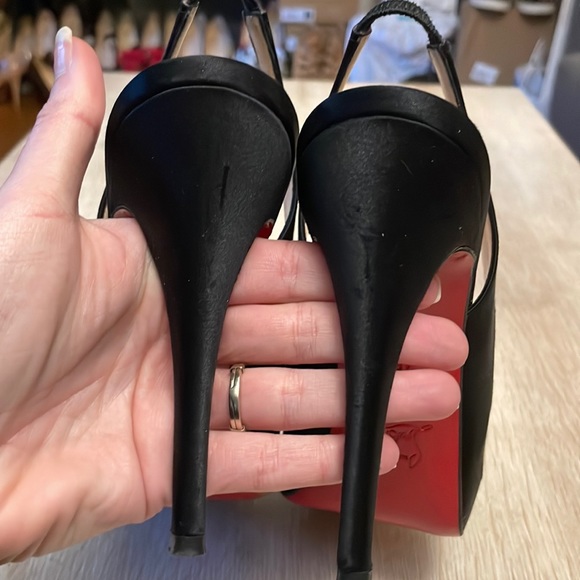 Louboutin No Prive 120MM Black Crepe Satin - 38.5 - Picture 6 of 10